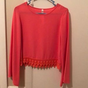 Lace Detail Bell Sleeve Blouse